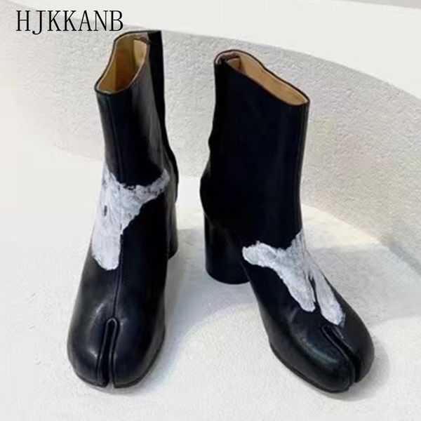 boots autumn winter real leather split toe high heel women personalized design hand painted pattern slip on mid calf, Black
boots autumn winter real leather split toe high heel women personalized design hand painted pattern slip on mid calf, Black