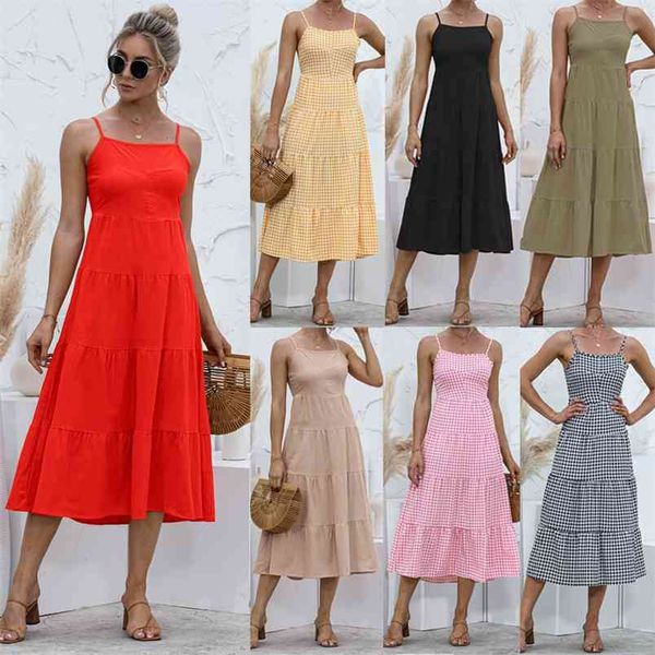 off shoulder sleeveless plaid print big swing dress for women summer suspender halter maxi robes femme vestidos 210517, Black;gray
off shoulder sleeveless plaid print big swing dress for women summer suspender halter maxi robes femme vestidos 210517, Black;gray