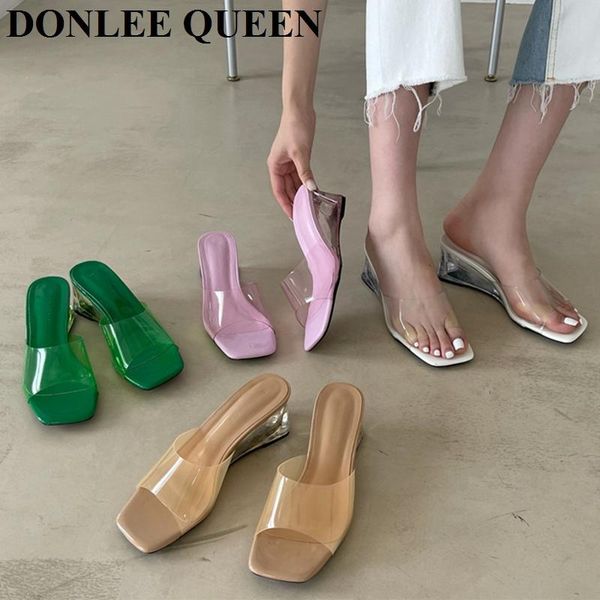 slippers 2021 brand square toe women fashion clear pvc transparent sandals outdoor slides wedges shoes summer vacation mujer, Black
slippers 2021 brand square toe women fashion clear pvc transparent sandals outdoor slides wedges shoes summer vacation mujer, Black