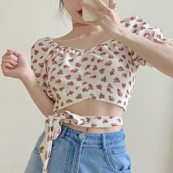 women's blouses & shirts korean sweet floral short women french party bandage off shoulder designer print holiday beach summer, White
women's blouses & shirts korean sweet floral short women french party bandage off shoulder designer print holiday beach summer, White