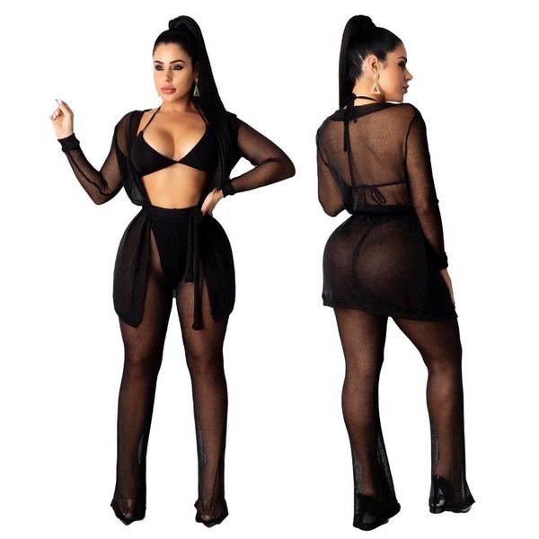 women's swimwear 2021 ladies beach blouse see-through mesh transparent long sling bikini, White;black
women's swimwear 2021 ladies beach blouse see-through mesh transparent long sling bikini, White;black