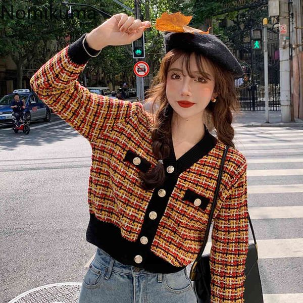 nomikuma vintage plaid knitted weave sweater autumn winter korean short sweater coat short v-neck elegant knitwear 6c905 210427, White;black
nomikuma vintage plaid knitted weave sweater autumn winter korean short sweater coat short v-neck elegant knitwear 6c905 210427, White;black