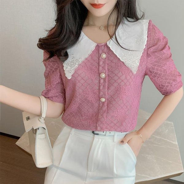 women's blouses & shirts 2021 summer lace stitching embroidery v-neck fashion foreign style short top, White
women's blouses & shirts 2021 summer lace stitching embroidery v-neck fashion foreign style short top, White