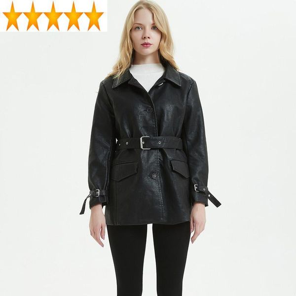 women's leather & faux korean 2021 spring biker motorcycle jacket women coat chaqueta cuero mujer kj2003, Black
women's leather & faux korean 2021 spring biker motorcycle jacket women coat chaqueta cuero mujer kj2003, Black