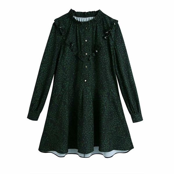 women summer print mini dress 2021 long sleeve ruffles buttons vintage female elegant a-line dresses clothing vestidos casual, Black;gray
women summer print mini dress 2021 long sleeve ruffles buttons vintage female elegant a-line dresses clothing vestidos casual, Black;gray