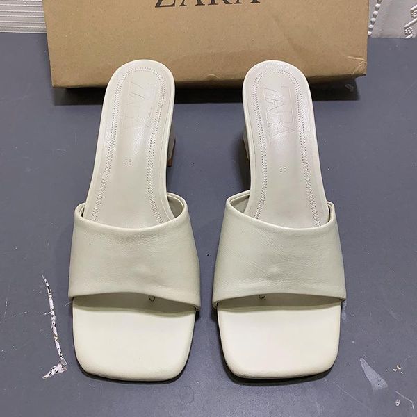women's shoes white square toe high-heeled cow leather fashion sandals tide flip-flops with thick heel slippers, Black
women's shoes white square toe high-heeled cow leather fashion sandals tide flip-flops with thick heel slippers, Black