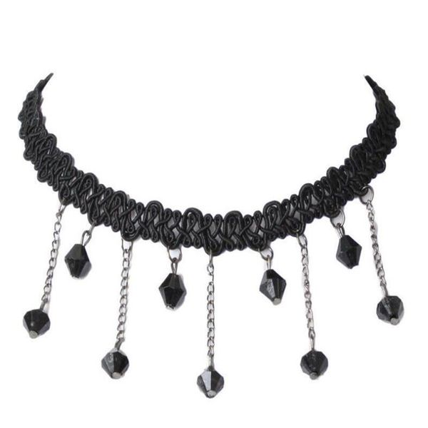 retro women's clavicle chain necklace hand woven black water drop tassel european and american jewelry pendant necklaces, Silver
retro women's clavicle chain necklace hand woven black water drop tassel european and american jewelry pendant necklaces, Silver