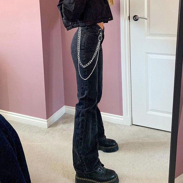 women's jeans gothic chain hight waist women punk style fashion denim trousers harajuku aesthetic casual streetwear 90s pants, Blue
women's jeans gothic chain hight waist women punk style fashion denim trousers harajuku aesthetic casual streetwear 90s pants, Blue