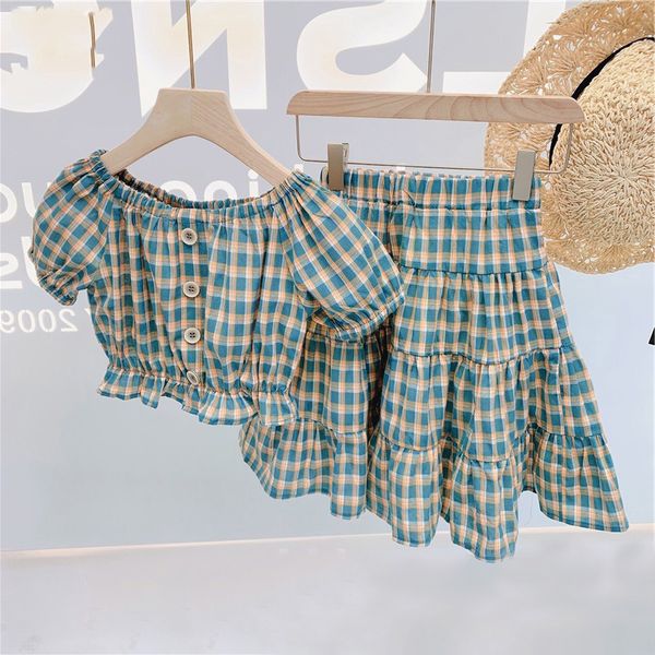 summer girl word shoulder check print shirt + skirt suit children 2 piece 210515, White
summer girl word shoulder check print shirt + skirt suit children 2 piece 210515, White
