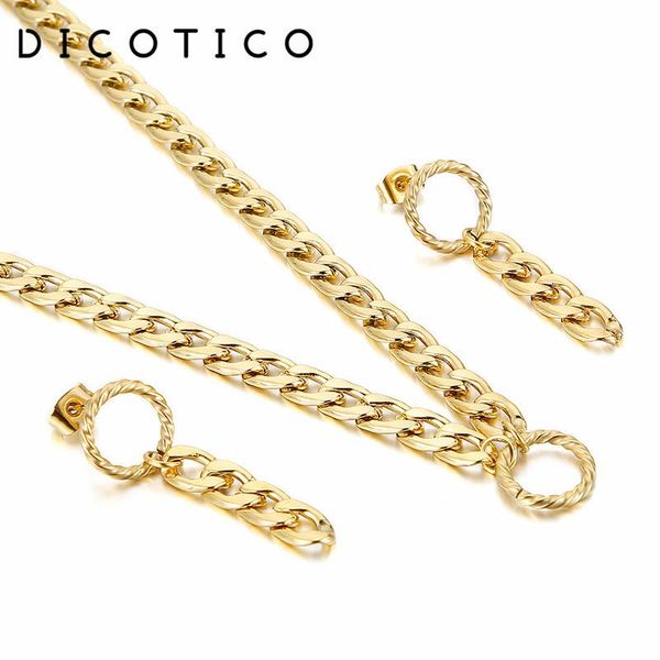 earrings & necklace creative twist round cuban chain necklaces set fashion jewelry sets for women stainless steel wedding choker accessory, Silver
earrings & necklace creative twist round cuban chain necklaces set fashion jewelry sets for women stainless steel wedding choker accessory, Silver