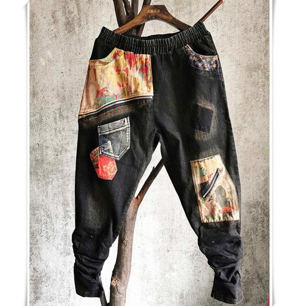 fashion brand women vintage style jeans 2021 patch patchwork pants female high elastic trousers zqy6146 women's & capris, Black;white
fashion brand women vintage style jeans 2021 patch patchwork pants female high elastic trousers zqy6146 women's & capris, Black;white