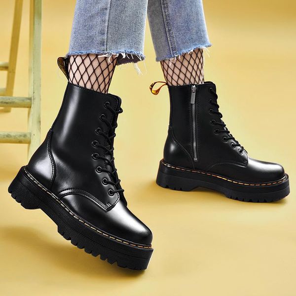 leather plus size women's boots 2021 luxury design thick-soled side zipper mid-tube british style ankle, Black
leather plus size women's boots 2021 luxury design thick-soled side zipper mid-tube british style ankle, Black