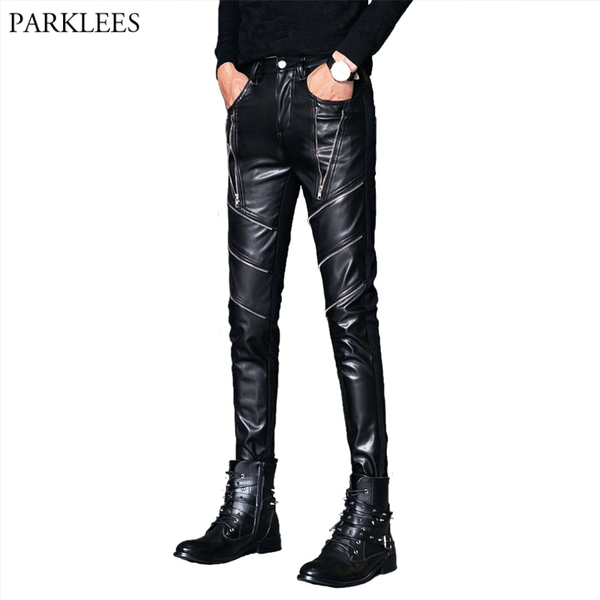 men's pants mens fashion multi-zipper pu leather nightclub stage singer prom faux men punk rock steampunk trousers male, Black
men's pants mens fashion multi-zipper pu leather nightclub stage singer prom faux men punk rock steampunk trousers male, Black