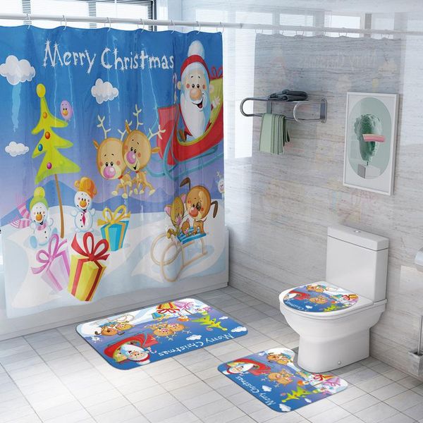 bath mats cartoon christmas printing waterproof curtain carpet four-piece toilet pad set
bath mats cartoon christmas printing waterproof curtain carpet four-piece toilet pad set