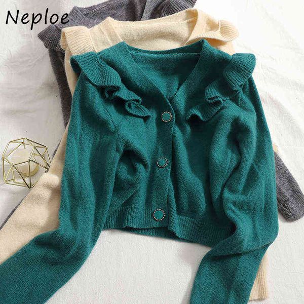 neploe c-neck short women's sweater cardigan 2021 autumn clothes solid color frills edge jacket button all-match, Black
neploe c-neck short women's sweater cardigan 2021 autumn clothes solid color frills edge jacket button all-match, Black
