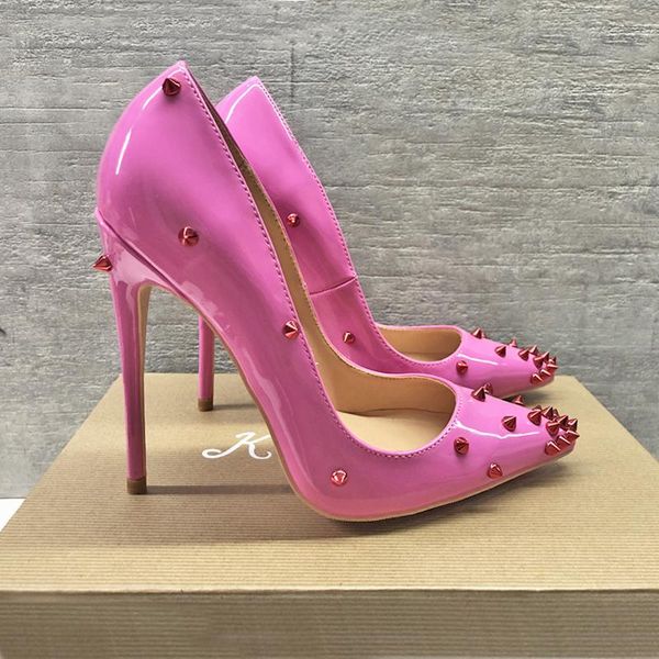 dress shoes high heels women elegant heel rivetshoes quality thin point toe 12cm patent leather pumps meeting party 2021, Black
dress shoes high heels women elegant heel rivetshoes quality thin point toe 12cm patent leather pumps meeting party 2021, Black