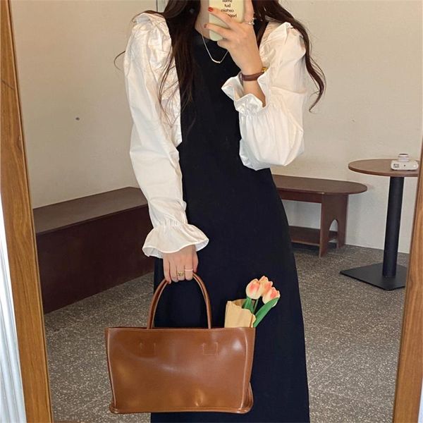 casual dresses autumn korean chic dress women patchwork long sleeves o-neck high waist slim maxi vestidos office lady, Black;gray
casual dresses autumn korean chic dress women patchwork long sleeves o-neck high waist slim maxi vestidos office lady, Black;gray