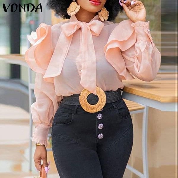 women's blouses & shirts women lace vonda 2021 long sleeve chiffon elegant ruffled blouse blusas femininas bow stylish, White
women's blouses & shirts women lace vonda 2021 long sleeve chiffon elegant ruffled blouse blusas femininas bow stylish, White