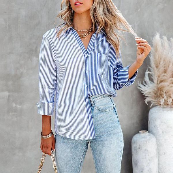 women's blouses & shirts autumn 2021 women striped shirt casual streetwear vintage clothes long sleeve blouse fashion office ladies bl, White
women's blouses & shirts autumn 2021 women striped shirt casual streetwear vintage clothes long sleeve blouse fashion office ladies bl, White