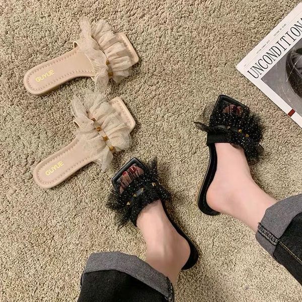 bailamos fashion women slipper summer lace ruffle square toe flat casual slides outdoor beach flip flop sandal shoes slippers, Black
bailamos fashion women slipper summer lace ruffle square toe flat casual slides outdoor beach flip flop sandal shoes slippers, Black