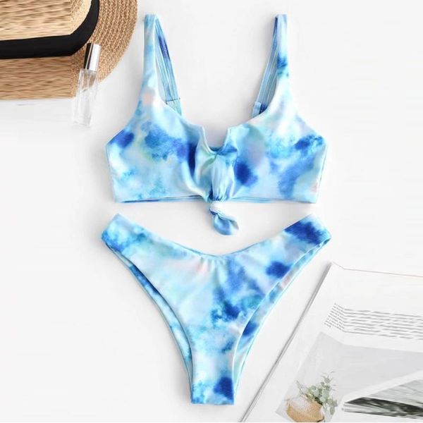 women's swimwear women bikini set tie dye print lace up halter two piece swimsuit bathing suit maillot de bain femme, White;black
women's swimwear women bikini set tie dye print lace up halter two piece swimsuit bathing suit maillot de bain femme, White;black