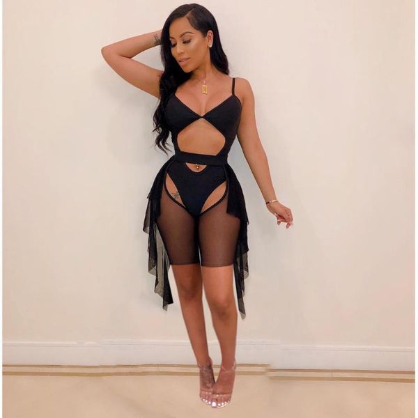 mesh sheer two piece set spaghetti strap bodycon bodysuit hollow biker shorts summer outfits clubwear matching sets women's tracksuits, Gray
mesh sheer two piece set spaghetti strap bodycon bodysuit hollow biker shorts summer outfits clubwear matching sets women's tracksuits, Gray