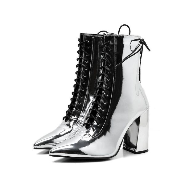 boots lanlojer patent leather lace up womens ankle short punk pointed toe high heels pumps ladies, Black
boots lanlojer patent leather lace up womens ankle short punk pointed toe high heels pumps ladies, Black