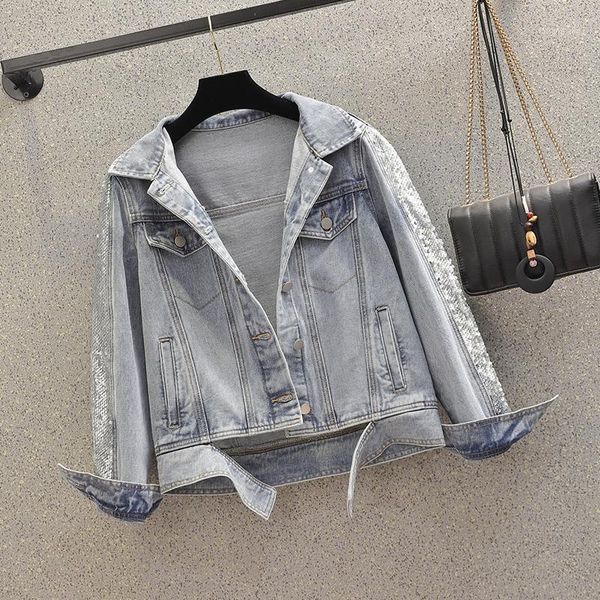women's jackets 2021 spring 4xl dress large girl's casual loose-fit jeans coat, Black;brown
women's jackets 2021 spring 4xl dress large girl's casual loose-fit jeans coat, Black;brown