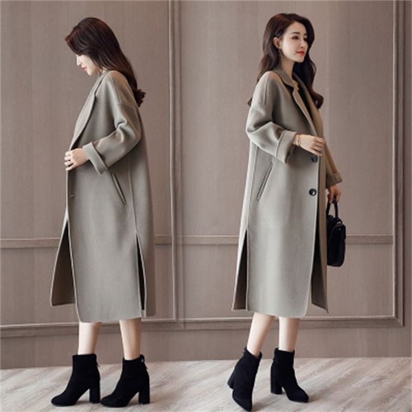 fashion solid women long winter blend ffice lady loose wool coat and jacket single breasted outerwear, Black
fashion solid women long winter blend ffice lady loose wool coat and jacket single breasted outerwear, Black