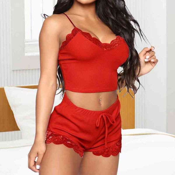 spaghetti strap lace pajama set womens sleepwears 2 piece solid color pyjamas sleep short pijama suit sleepwear women nighties, Black;red
spaghetti strap lace pajama set womens sleepwears 2 piece solid color pyjamas sleep short pijama suit sleepwear women nighties, Black;red