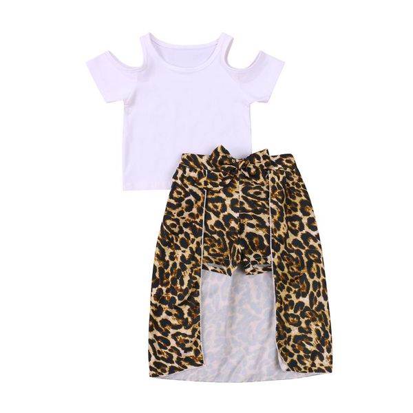 2-7y fashion summer kids girls clothes sets 2pcs off shoulder short sleeve t shirts leopard shorts skirts clothing, White
2-7y fashion summer kids girls clothes sets 2pcs off shoulder short sleeve t shirts leopard shorts skirts clothing, White