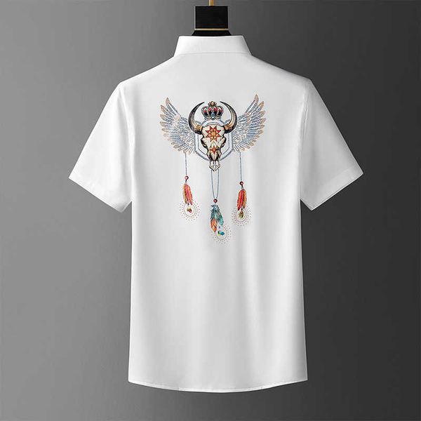 summer crown wing shirts men short sleeve slim business formal dress shirts streetwear social casual shirt camisa 210527, White;black
summer crown wing shirts men short sleeve slim business formal dress shirts streetwear social casual shirt camisa 210527, White;black