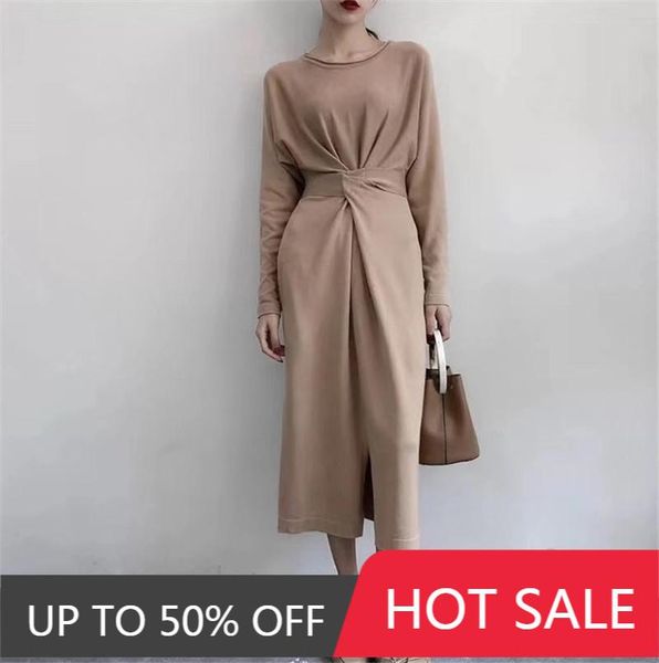 autumn vintage dress women retro high waist belt knitted slim elegant front slit tea-length winter sweater casual dresses, Black;gray
autumn vintage dress women retro high waist belt knitted slim elegant front slit tea-length winter sweater casual dresses, Black;gray