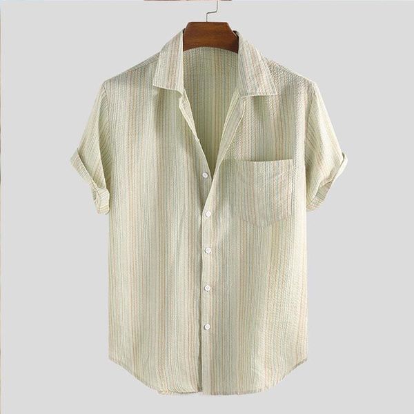 men's casual shirts linen stripe printed short sleeve shirt summer fashion breathable loose clothing 2021, White;black
men's casual shirts linen stripe printed short sleeve shirt summer fashion breathable loose clothing 2021, White;black