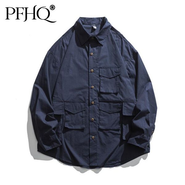 men's casual shirts pfhq 2021 fashion loose solid color collar multi-pocket american retro shirt summer and autumn 21d970, White;black
men's casual shirts pfhq 2021 fashion loose solid color collar multi-pocket american retro shirt summer and autumn 21d970, White;black