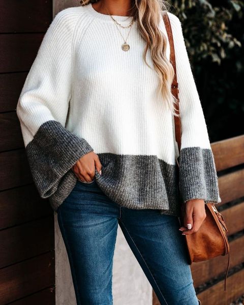 women's sweaters oversized ladies color-block sweater women autumn winter 2021 knitted pullovers knitwear loose striped female, White;black
women's sweaters oversized ladies color-block sweater women autumn winter 2021 knitted pullovers knitwear loose striped female, White;black