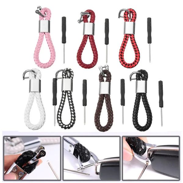 pu leather braided strap keychain stainless key ring 7 different colors - black + red, Silver
pu leather braided strap keychain stainless key ring 7 different colors - black + red, Silver