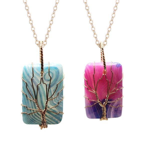 chains tree of life wire wrapped square pendant necklace dyed stone necklaces for women, Silver
chains tree of life wire wrapped square pendant necklace dyed stone necklaces for women, Silver