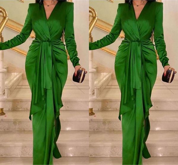 green mermaid prom dresses v-neck long sheeve plus size formal evening dress ruffle satin elegant party gowns, Black
green mermaid prom dresses v-neck long sheeve plus size formal evening dress ruffle satin elegant party gowns, Black