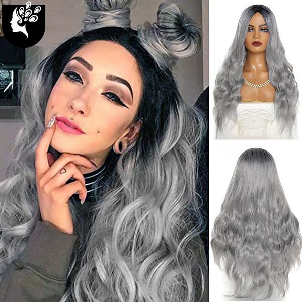 26 inches long brown root ombre blonde wig synthetic natural wave wigs with bangs for black/white women
26 inches long brown root ombre blonde wig synthetic natural wave wigs with bangs for black/white women