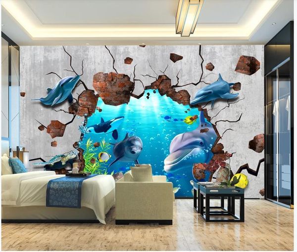 custom po wallpaper 3d mural for walls 3 d modern underwater world dolphin brick wall background papers decor wallpapers
custom po wallpaper 3d mural for walls 3 d modern underwater world dolphin brick wall background papers decor wallpapers