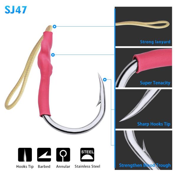 fishing hooks 5pc 1/0-13/0 strong stainless steel jig assist bait with pe line saltwater barbed anchor fish
fishing hooks 5pc 1/0-13/0 strong stainless steel jig assist bait with pe line saltwater barbed anchor fish