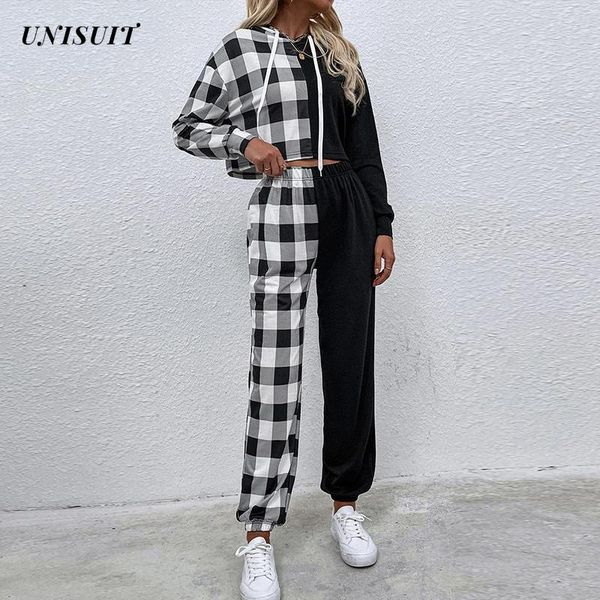 women's two piece pants casual women plaid hoodie sets cropped drawstring and elastic high waist pant sut 2021 autumn streetwear tracks, White
women's two piece pants casual women plaid hoodie sets cropped drawstring and elastic high waist pant sut 2021 autumn streetwear tracks, White