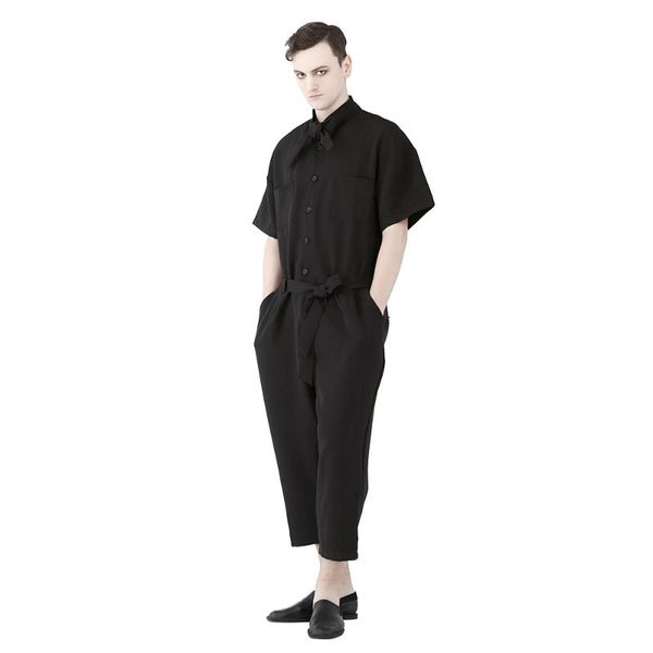 men's pants summer bow tie collar jumpsuit black loose short sleeve bandage waist casual
men's pants summer bow tie collar jumpsuit black loose short sleeve bandage waist casual