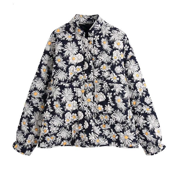 autumn women's style stand collar pocket decoration daisy print jacket coat, Black;brown
autumn women's style stand collar pocket decoration daisy print jacket coat, Black;brown