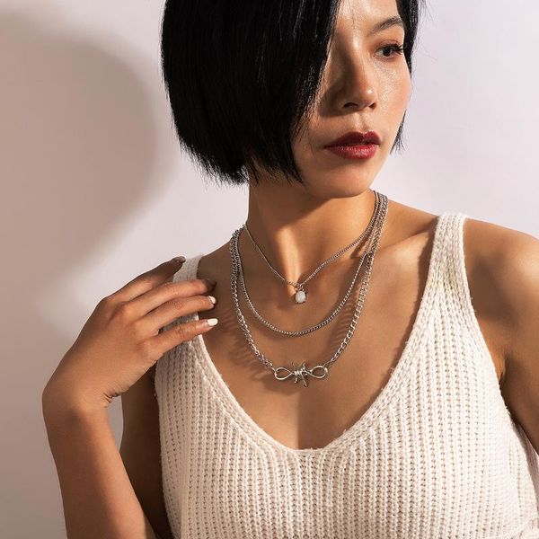 pendant necklaces tocona fashion luxury opal stone bow-knot necklace for women silver color multi-layer chain jewelry gift 17624
pendant necklaces tocona fashion luxury opal stone bow-knot necklace for women silver color multi-layer chain jewelry gift 17624