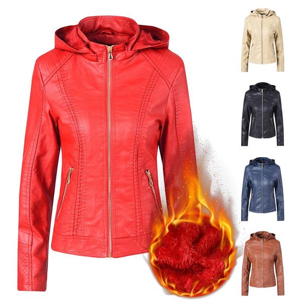 women's leather & faux women pu jackets autumn winter elegance outerwear zipper motorcycle coat, Black
women's leather & faux women pu jackets autumn winter elegance outerwear zipper motorcycle coat, Black
