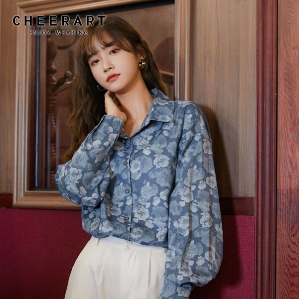 vintage floral print blue oversized shirt women long sleeve lantern blouse fall fashion clothing 210427, White
vintage floral print blue oversized shirt women long sleeve lantern blouse fall fashion clothing 210427, White