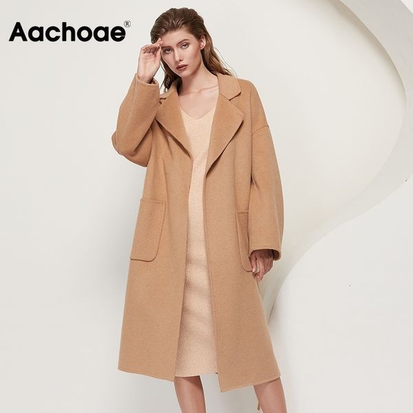 aachoae 100% wool coat with belt women elegant long sleeve winter pockets overcoat casual side split outerwear coats 201224, Black
aachoae 100% wool coat with belt women elegant long sleeve winter pockets overcoat casual side split outerwear coats 201224, Black