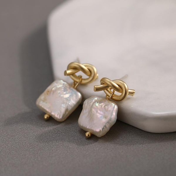 dangle & chandelier simple natural freshwater pearls knotted earrings matte gold color zinc alloy needle ear temperament bridal wedding jewe, Silver
dangle & chandelier simple natural freshwater pearls knotted earrings matte gold color zinc alloy needle ear temperament bridal wedding jewe, Silver